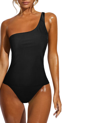 Hilor Tankini Bathing Suits for Women One Shoulder Swimwear Asymmetric Tummy Control Two Piece Swimsuits