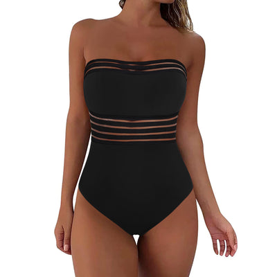 Hilor Women's Strapless One Piece Swimsuits Tummy Control Swimwear Halter Slimming Bathing Suits Monokini