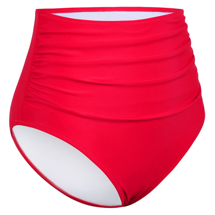 Hilor Women's High Waisted Bikini Bottom Retro High Cut Bathing Suit Bottom Ruched Tummy Control Swim Shorts