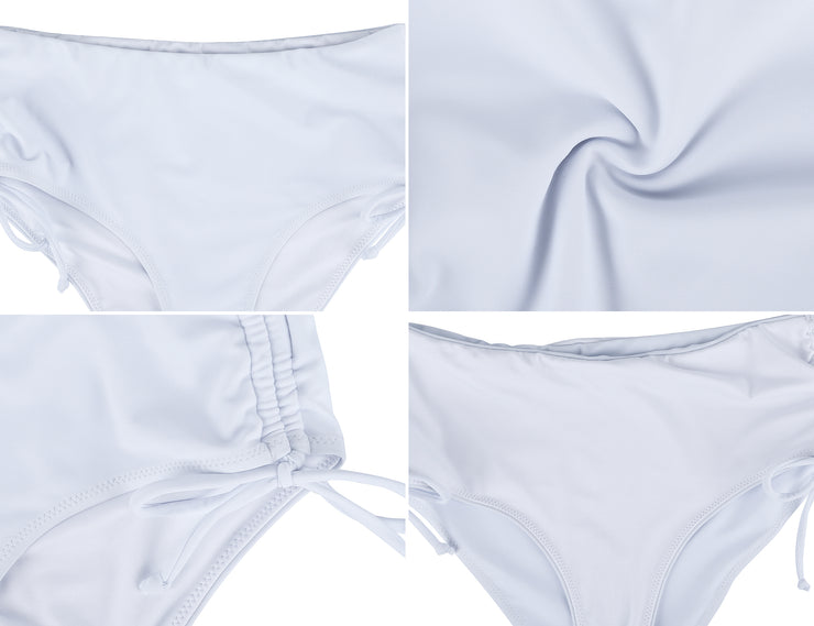 Hilor Women's Bikini Bottom High Cut Swimsuit Shorts Sexy Cheeky Bathing Suit Bottoms Ruched Side Tie Swim Briefs
