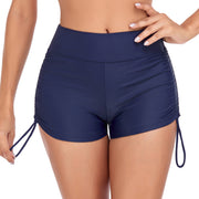 Hilor Women's Swim Shorts High Waisted Bathing Suit Bottoms Ruched Side Tie Bikini Bottom Boyleg Board Shorts