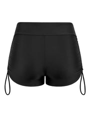 Hilor Women's Swim Shorts High Waisted Bathing Suit Bottoms Ruched Side Tie Bikini Bottom Boyleg Board Shorts