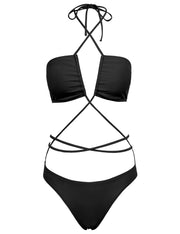 Hilor Women's Criss Cross Bikini Swimsuit Sexy Halter Swimwear Strappy High Cut Two Piece Bathing Suits