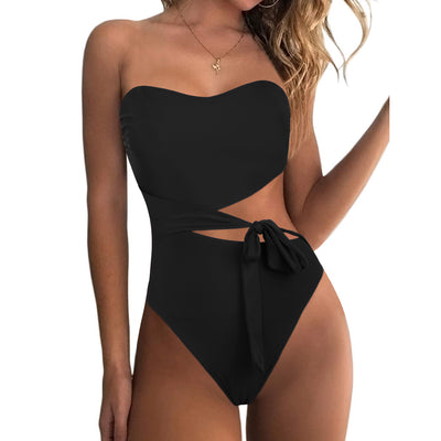 Hilor Women's One Piece Swimsuit Sexy Cut Out Swimwear High Cut Tie Side Bathing Suit Monokini