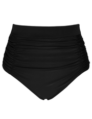 Hilor Women's Vintage High Waisted Bikini Bottoms Shirred Tankini Briefs Tummy Control Swim Shorts