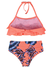 Hilor Girl's Bikini Set Crop Flounce Two Piece Swimsuits Kids Haler Bathing Suits