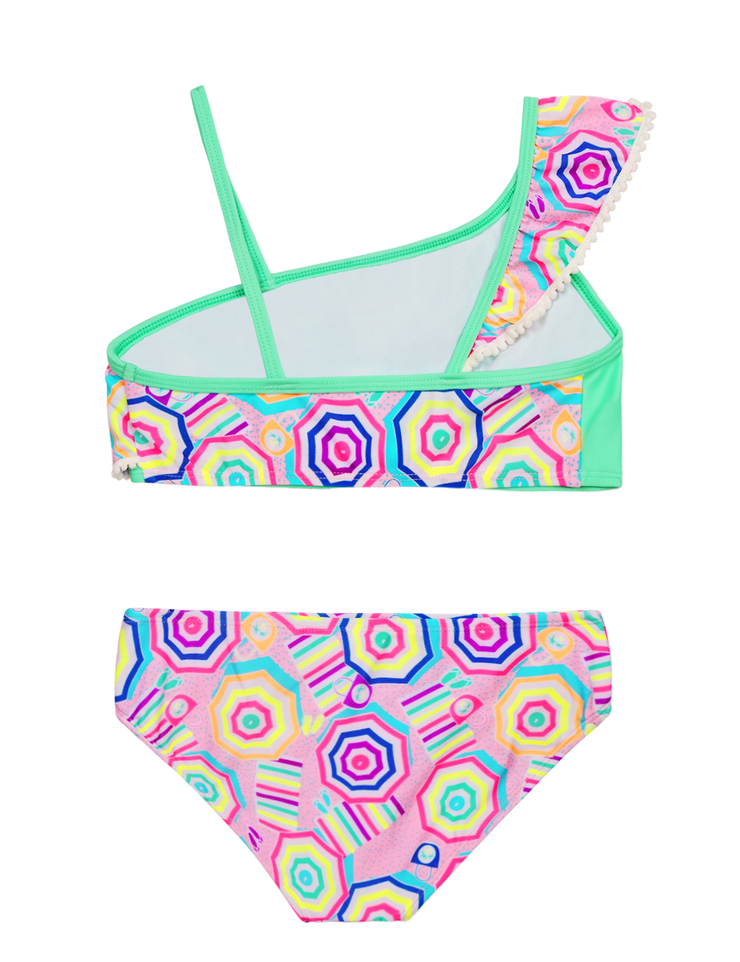 Hilor Girl's Strappy Bikini Set Two Piece Swimsuits Side Tie Hipster Swimwear Tassels Tankini Set