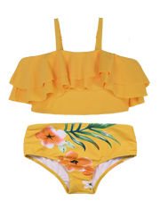 Hilor Girl's Bikini Set Flounce Two Piece Swimsuits Kids Ruffled Bathing Suits Swimwear