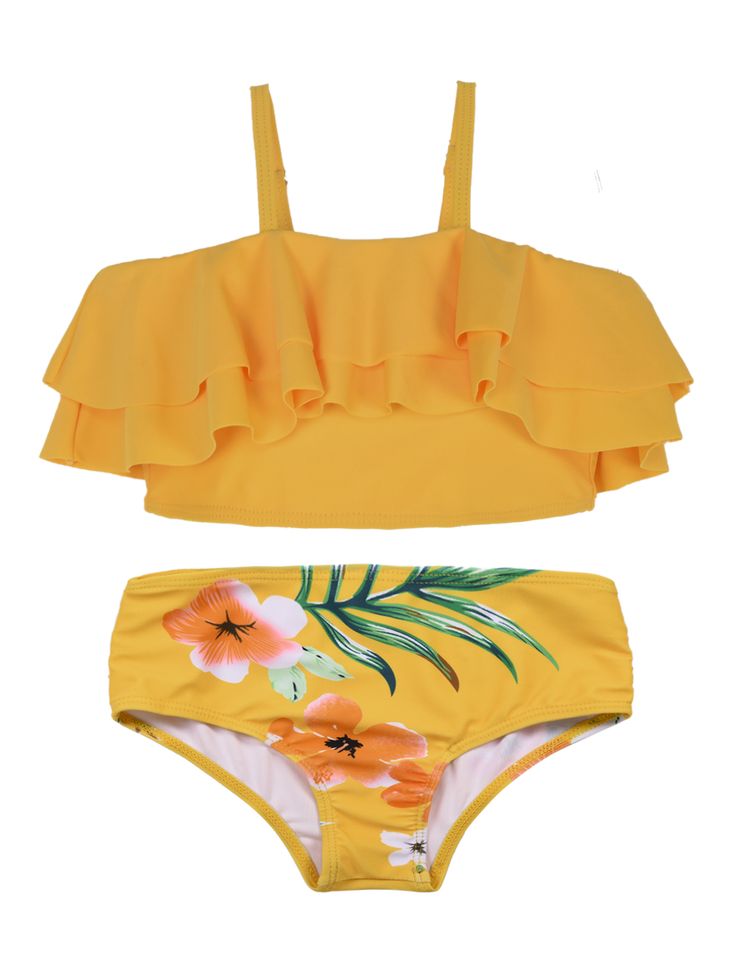 Hilor Girl's Bikini Set Flounce Two Piece Swimsuits Kids Ruffled Bathing Suits Swimwear