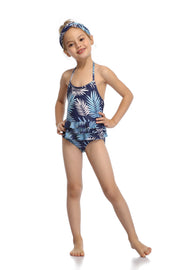 Hilor Girl's One Piece Swimsuits Ruffled Beach Swimwear Kids Cross Back Bathing Suits Monokinis