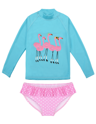 Hilor Girl's Two Piece Swimsuits Long Sleeves Rashguard UPF 50+ Tankini Set Bathing Suits