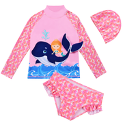 Hilor Girl's Two Piece Mermaid Swimsuits Long Sleeves Rashguard UPF 50+ Tankini Set Bathing Suits