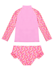 Hilor Girl's Two Piece Mermaid Swimsuits Long Sleeves Rashguard UPF 50+ Tankini Set Bathing Suits