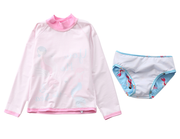 Hilor Girl's Two Piece Mermaid Swimsuits Long Sleeves Rashguard UPF 50+ Tankini Set Bathing Suits