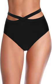 Hilor Women's High Waisted Bikini Bottoms Wrap Swim Brief Short Criss Cross Tankini Bathing Suit Bottom