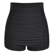 Hilor Women's Retro Ultra High Waisted Swim Shorts Boy Leg Bikini Bottom Ruched Tummy Control Swimsuits
