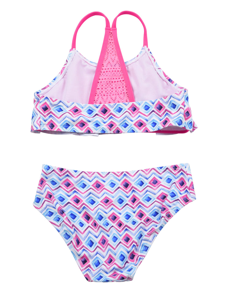 Hilor Girl's Bikini Swimsuits Ruffle Flounce Two Piece Beach Swimwear Tankini Set