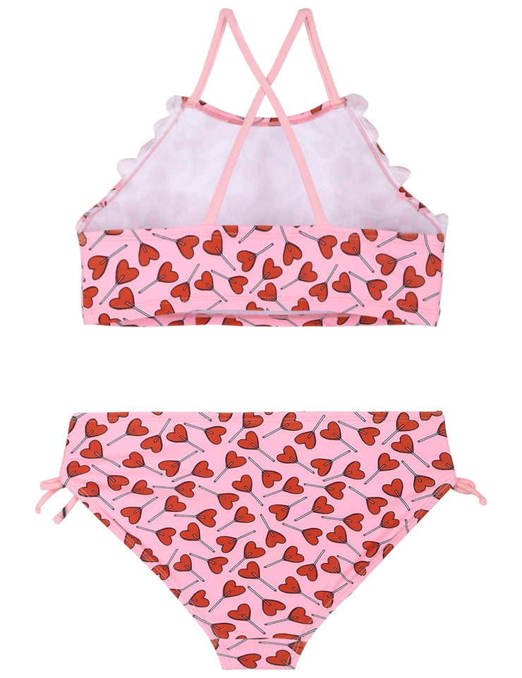 Hilor Girl's Strappy Bikini Set Two Piece Swimsuits Side Tie Hipster Swimwear Tassels Tankini Set