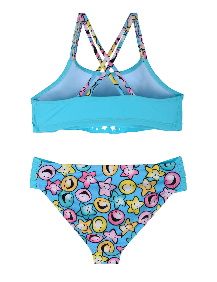 Hilor Girl's Bikini Swimsuits Ruffle Flounce Two Piece Beach Swimwear Tankini Set