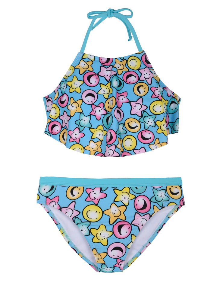 Hilor Girl's Bikini Swimsuits Ruffle Flounce Two Piece Beach Swimwear Tankini Set