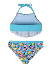 Hilor Girl's Bikini Swimsuits Ruffle Flounce Two Piece Beach Swimwear Tankini Set