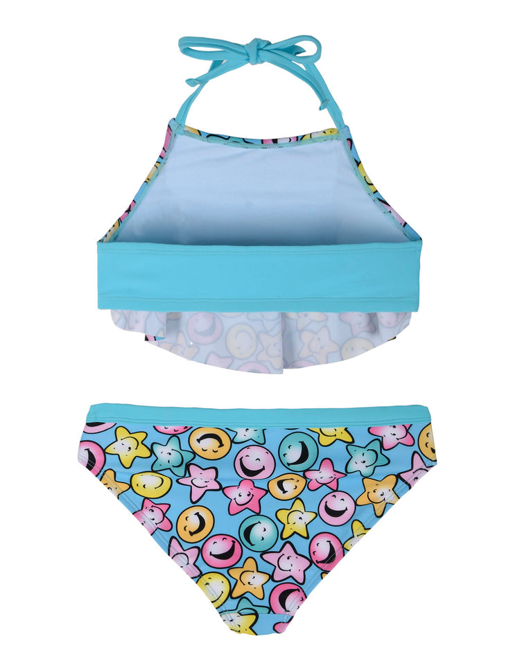 Hilor Girl's Bikini Swimsuits Ruffle Flounce Two Piece Beach Swimwear Tankini Set