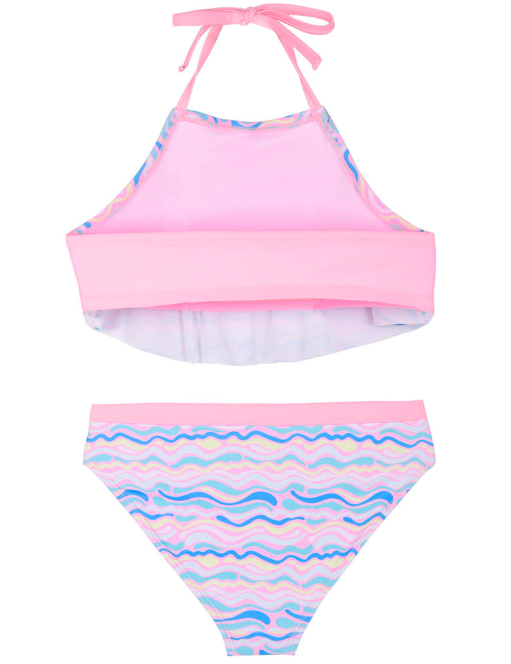 Hilor Girl's Bikini Swimsuits Ruffle Flounce Two Piece Beach Swimwear Tankini Set