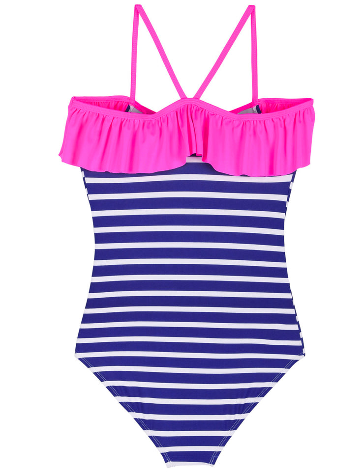 Hilor Girl's Ruffle Bikini Swimwear One Piece Swimsuits Off Shoulder Monokini Bathing Suis for Kids