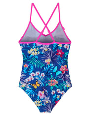 Hilor Girl's One Piece Bikini Swimwear Ruffle Swimsuits Cross Back Bathing Suits for Kid