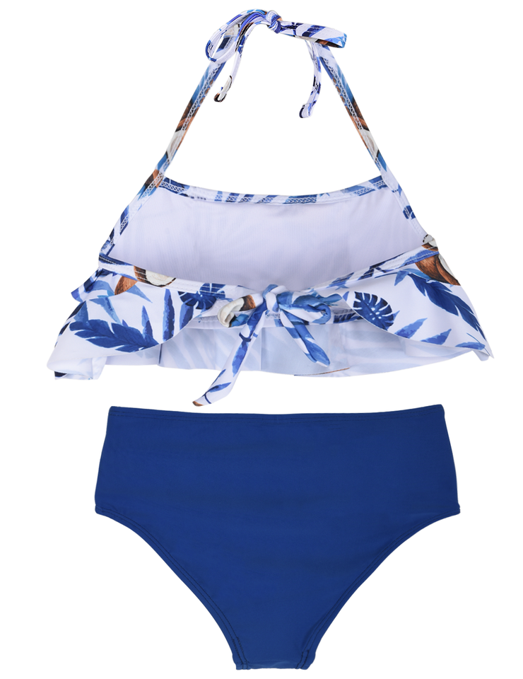 Hilor Girl's Bikini Set Crop Flounce Two Piece Swimsuits Kids Haler Bathing Suits