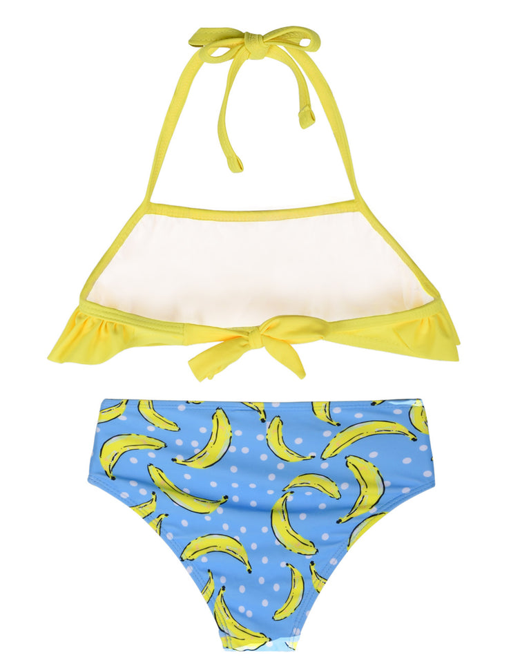 Hilor Girl's Bikini Set Crop Flounce Two Piece Swimsuits Kids Haler Bathing Suits