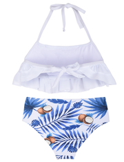 Hilor Girl's Bikini Set Crop Flounce Two Piece Swimsuits Kids Haler Bathing Suits