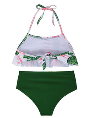 Hilor Girl's Bikini Set Crop Flounce Two Piece Swimsuits Kids Haler Bathing Suits