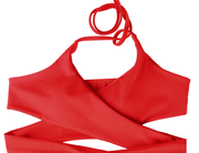Hilor Women's Push Up Halter Bandage Bikini Top Criss Cross Swimsuits Bathing Suits Wrap Swim Tops