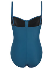 Hilor Women's One Piece Swimsuits Front Twist Bathing Suits Tummy Control Swimwear Retro Inspired Monokini