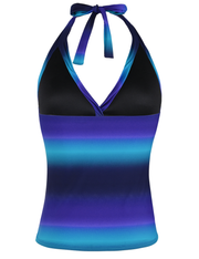 Hilor Women's Plunging V Neck Halter Swim Tops New Version Shirred Tankini Top