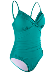 Hilor Women's One Piece Swimsuits Front Twist Swimwear V Neck Shirred Bathing Suit Monokini Tummy Control
