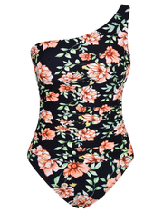 Hilor Women's One Piece Swimsuits Shirred One Shoulder Swimwear Asymmetric Bathing Suits Cutout Monokini