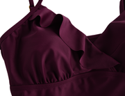 Hilor Women's Tankini Tops Shirred Ruffled Swimsuits V Neck Swimwear Top