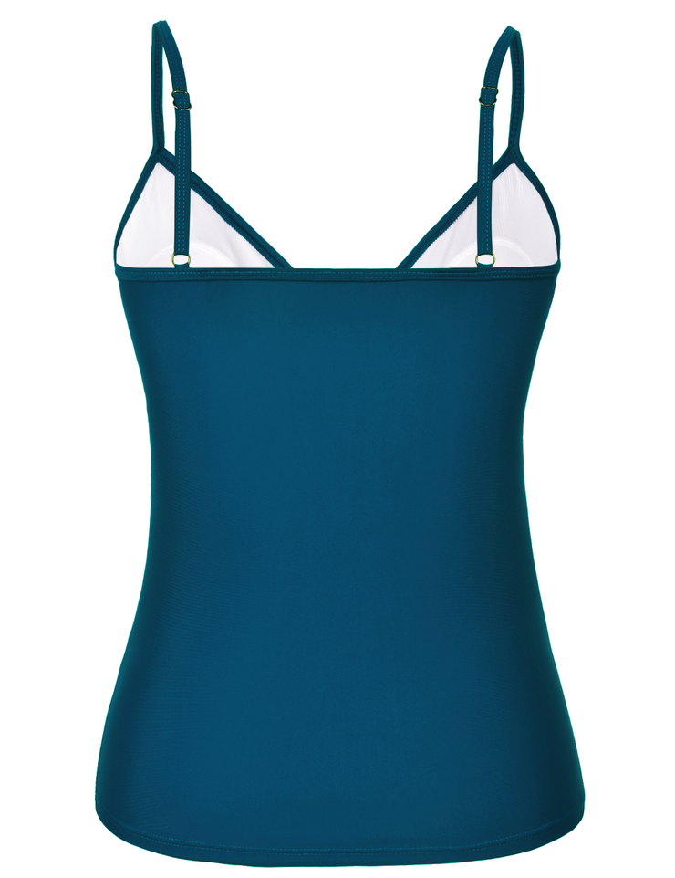 Hilor Women's Tankini Tops Shirred Ruffled Swimsuits V Neck Swimwear Top