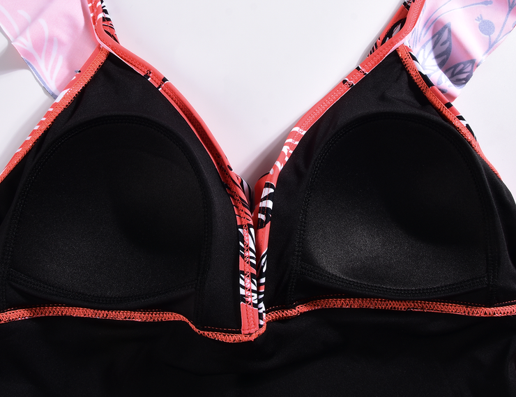 Hilor Women's Tankini Swimsuits Shirred Tummy Control Swimwear Ruffled V Neck Two Piece Bathing Suits