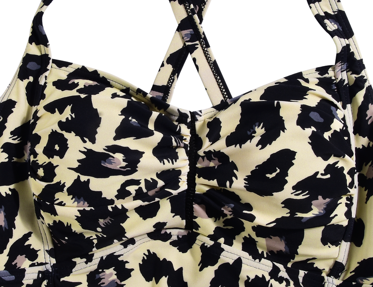 Hilor Women's Tankini Tops Shirred Tummy Control Swimsuits Cross Back Tankini Swimwear Tops