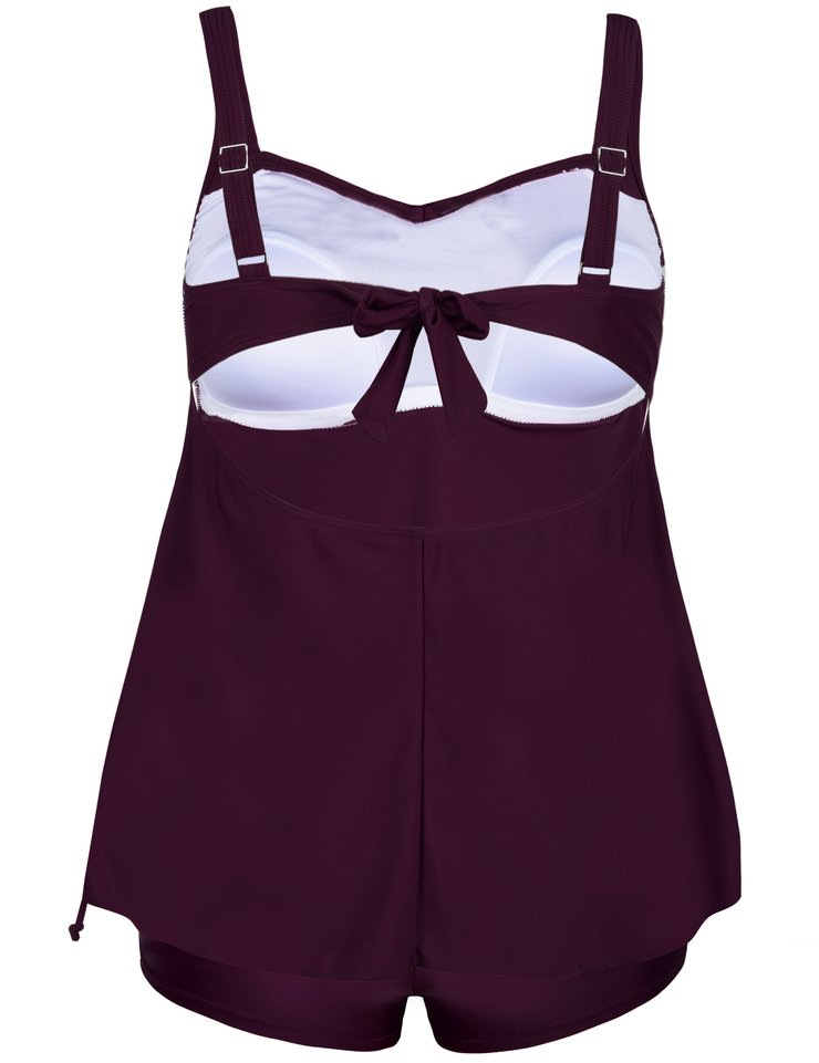 Hilor Women's Plus Size Swimwear Tankini Set Drawtring Modest Two Piece Swimsuit