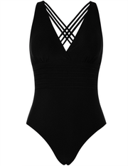 Hilor Women's One Piece Swimsuit Tummy Control Bathing Suits V Neck Swimwear Criss Cross Back