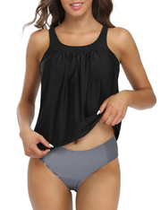 Hilor Women's Tankini Swimsuits Tummy Control Two Piece Bathing Suits Loose Fit Tankini Swimwear