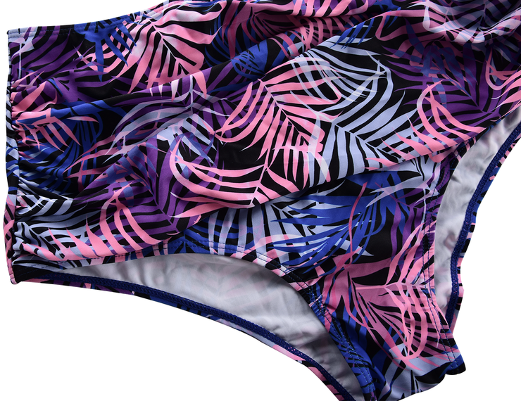 Hilor Women's Plus Size Bathing Suits High Waisted Bikini Crop Flounce Two Piece Tankini Swimsuits