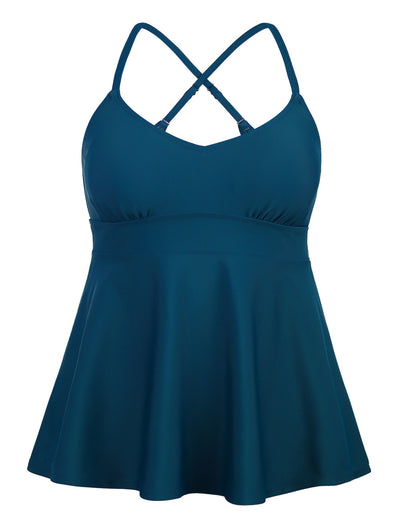 Hilor Women's Tankini Tops V Neck Swimsuit Flowy Swimwear Crossback Swim Top