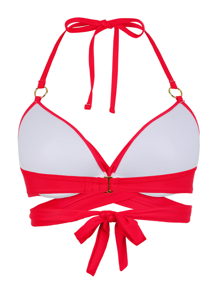 Women's Underwire Push Up Bikini Top with Ring Wrap Criss Cross Swimsuits Halter Bathing Suit Swim Tops