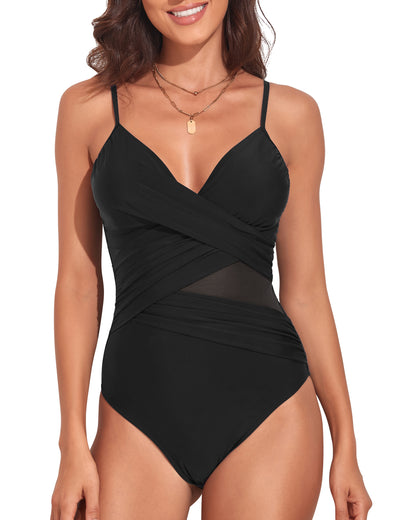 QerMiosap One Piece Monokini Bathing Suit for Women Sexy Tummy Swimsuits  with Built in Bra Wide Strap Swimwear, Black, X-Large : :  Clothing, Shoes & Accessories