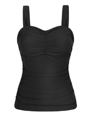 Hilor Women's Underwire Tankini Top Ruched Slimming Tummy Control Bathing Suit Top Shirring Push Up Swimsuit Tops